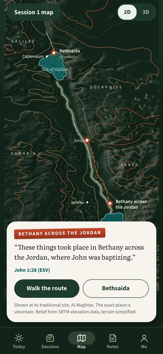 Walk the route: a screen from the app.