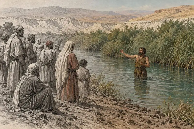 Draft illustration: the Jordan near Bethany.