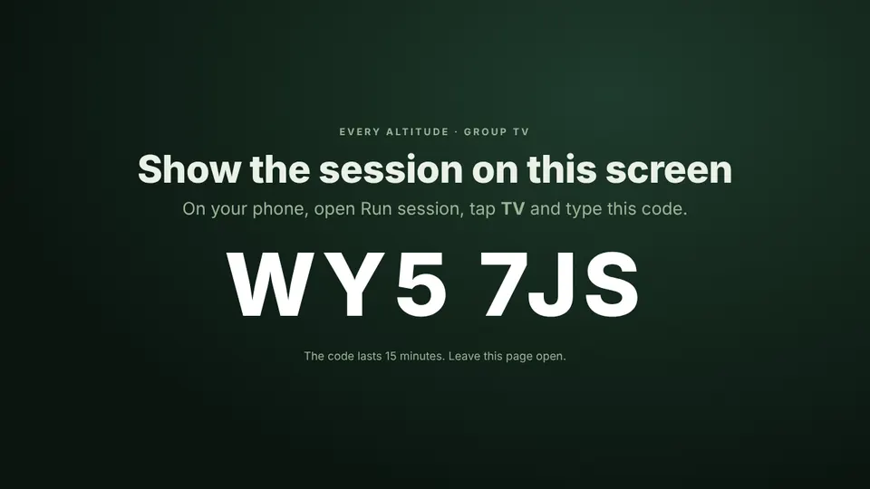 The TV page, showing a six-letter code for the leader to type.